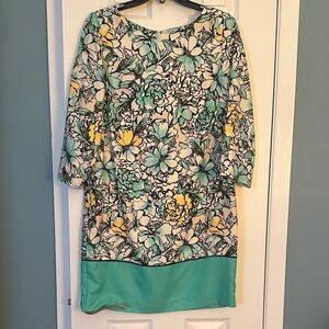 The Limited Teal and Black Floral Dress